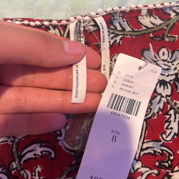 Anthropologie blouse size 8 red blue flowers - Picture 2 of 3